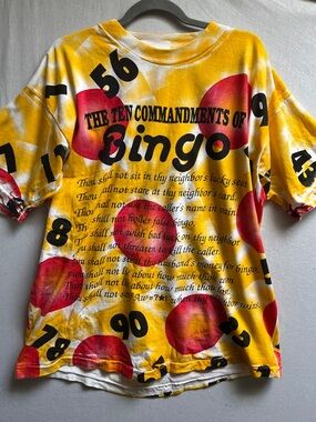 Vintage 90s Ten Commandments of Bingo All Over Print T-Shirt Sz XL